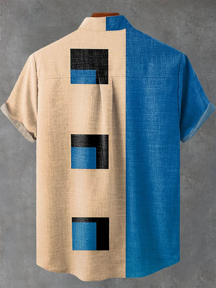 Abstract Art Geometry Print Casual 100% Cotton Shirt