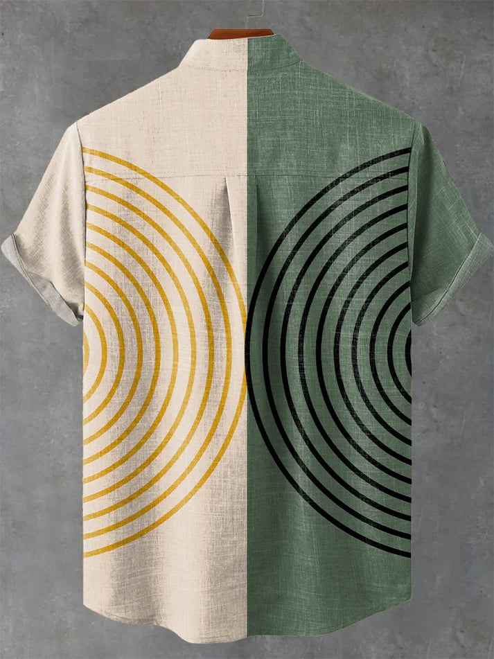 Casual Simple Lines Art Print Casual 100% Cotton Shirt