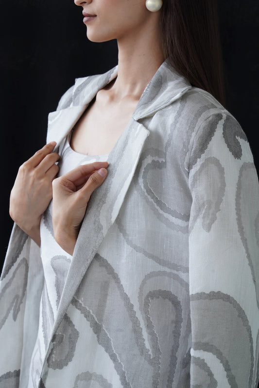Dove Printed Linen Blazer