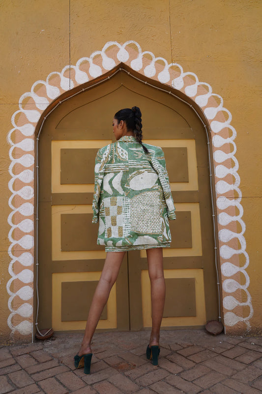 Fern Embroidered Linen Blazer