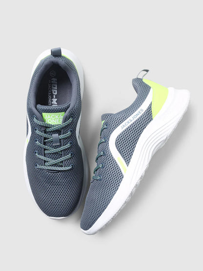 GREY MESH LACE-UP SNEAKERS