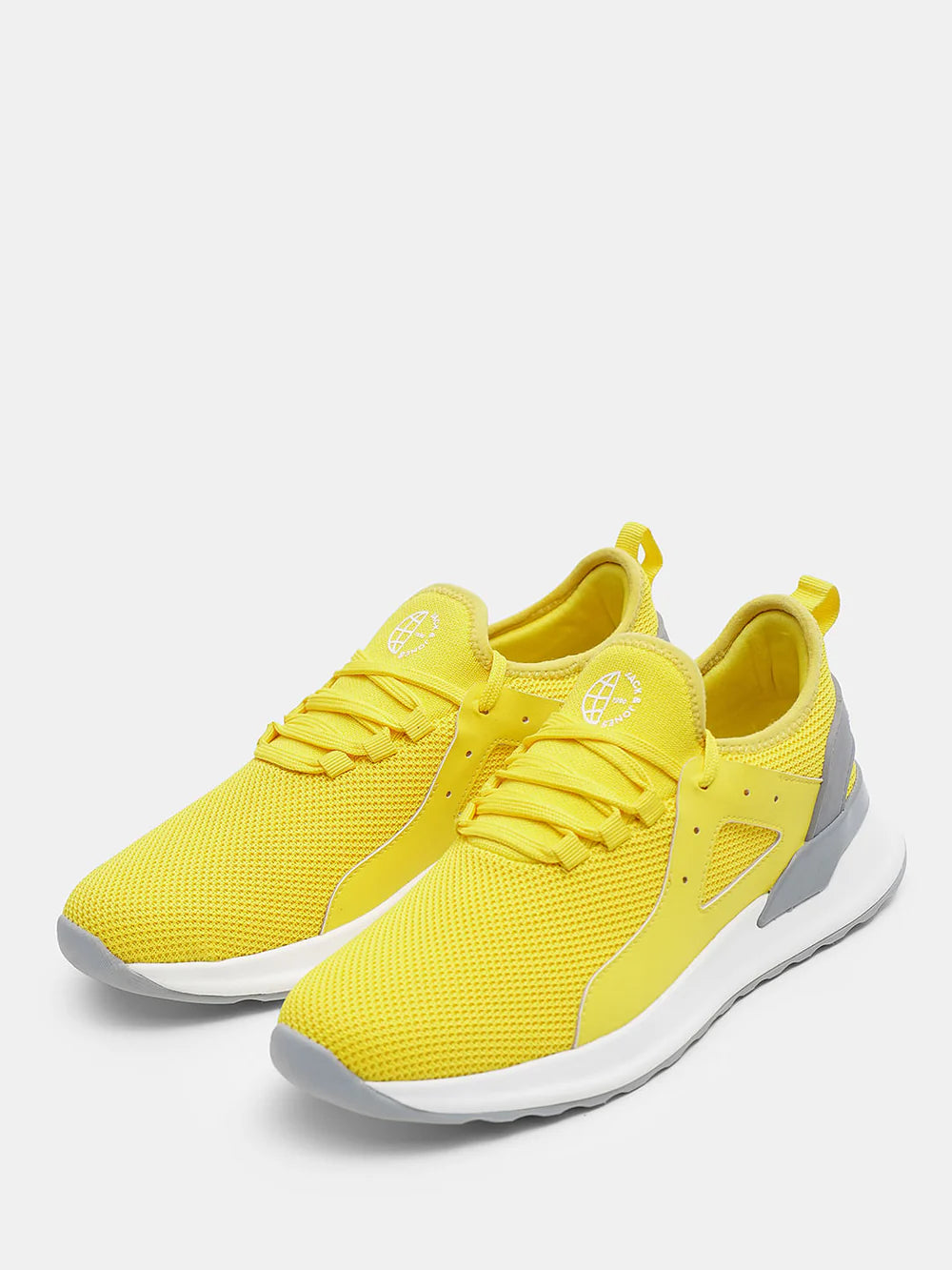 YELLOW KNIT LACE-UP SNEAKERS