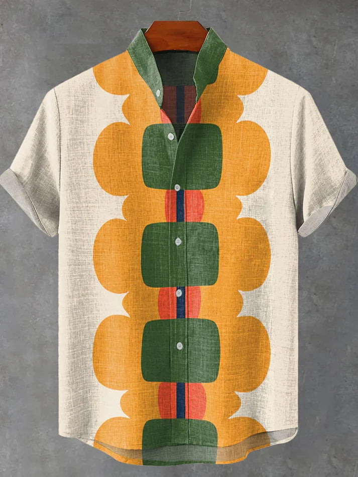 Geometric Lace Decorative Pattern Casual 100% Cotton Shirt