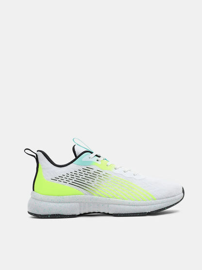 WHITE ABSTRACT PRINT MESH SNEAKERS