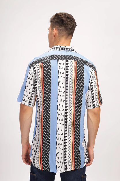 Spectrum White Oversized Printed Shirt