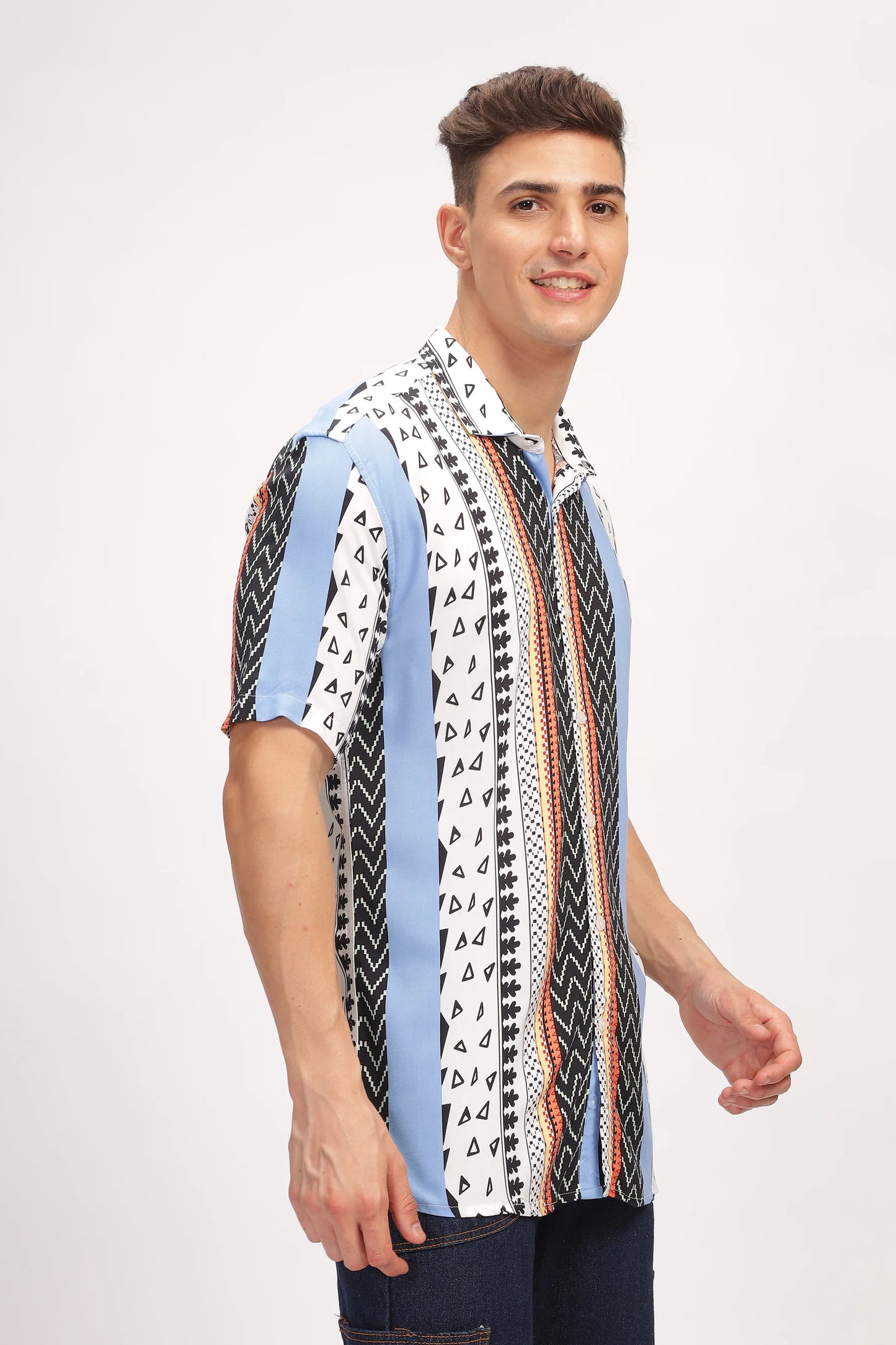 Spectrum White Oversized Printed Shirt