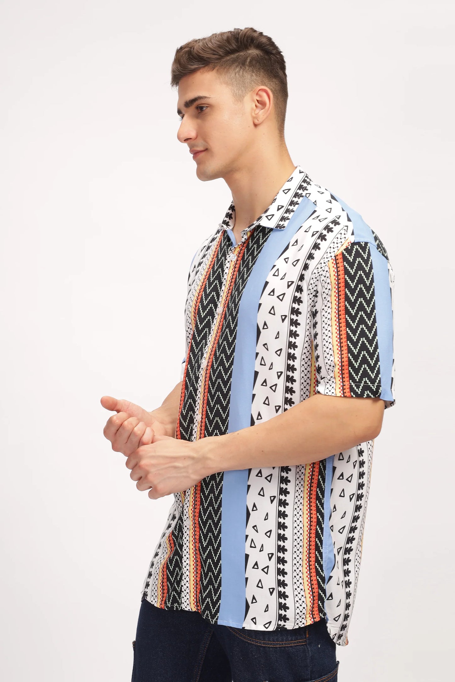Spectrum White Oversized Printed Shirt