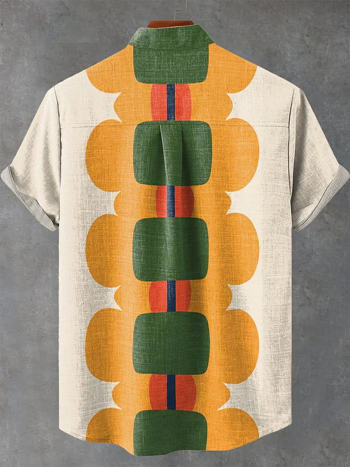 Geometric Lace Decorative Pattern Casual 100% Cotton Shirt