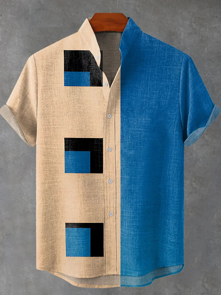 Abstract Art Geometry Print Casual 100% Cotton Shirt