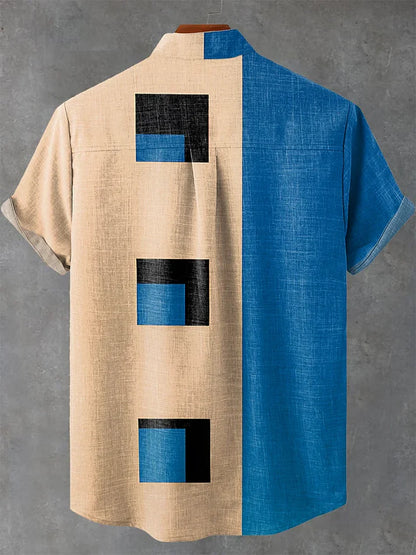 Abstract Art Geometry Print Casual 100% Cotton Shirt