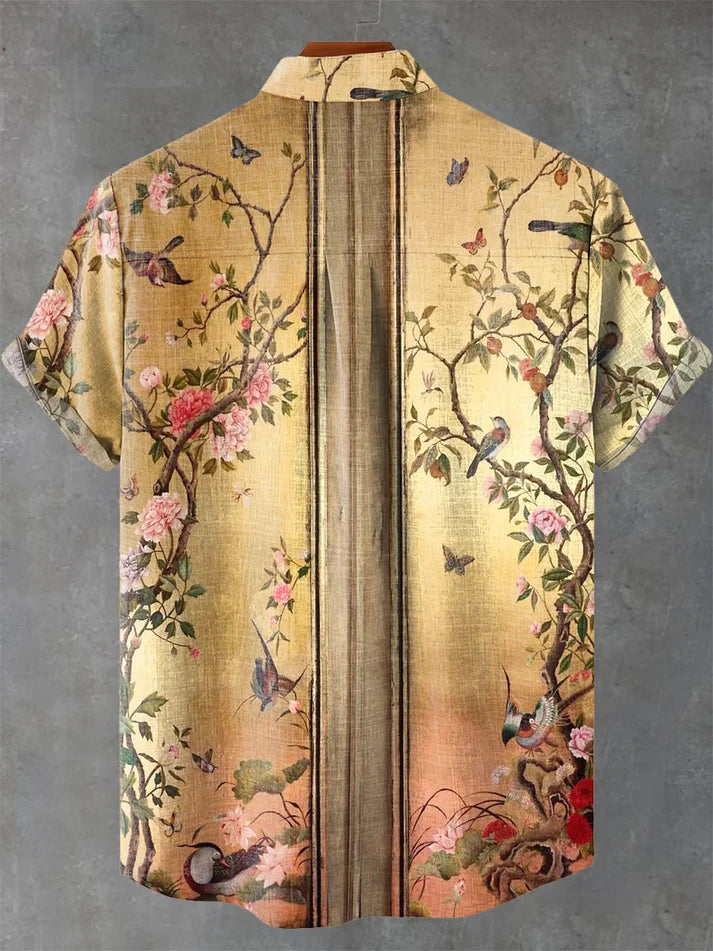 Vintage Flowers Art Print Casual 100% Cotton Shirt