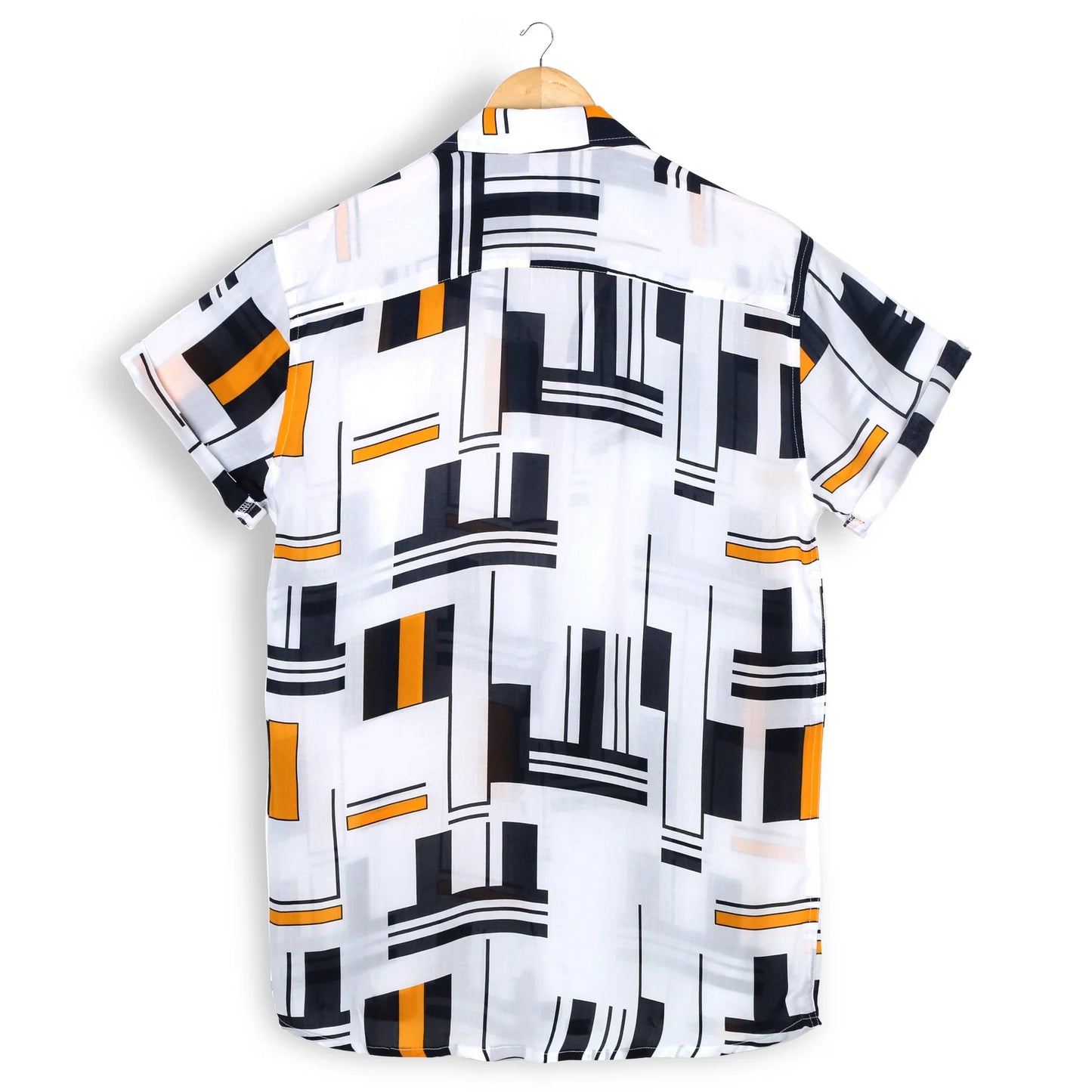 White Street Print Half Sleeves Rayon Shirt