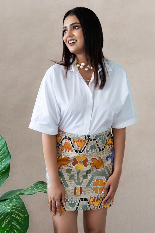Bia Mustard Embroidered Skirt