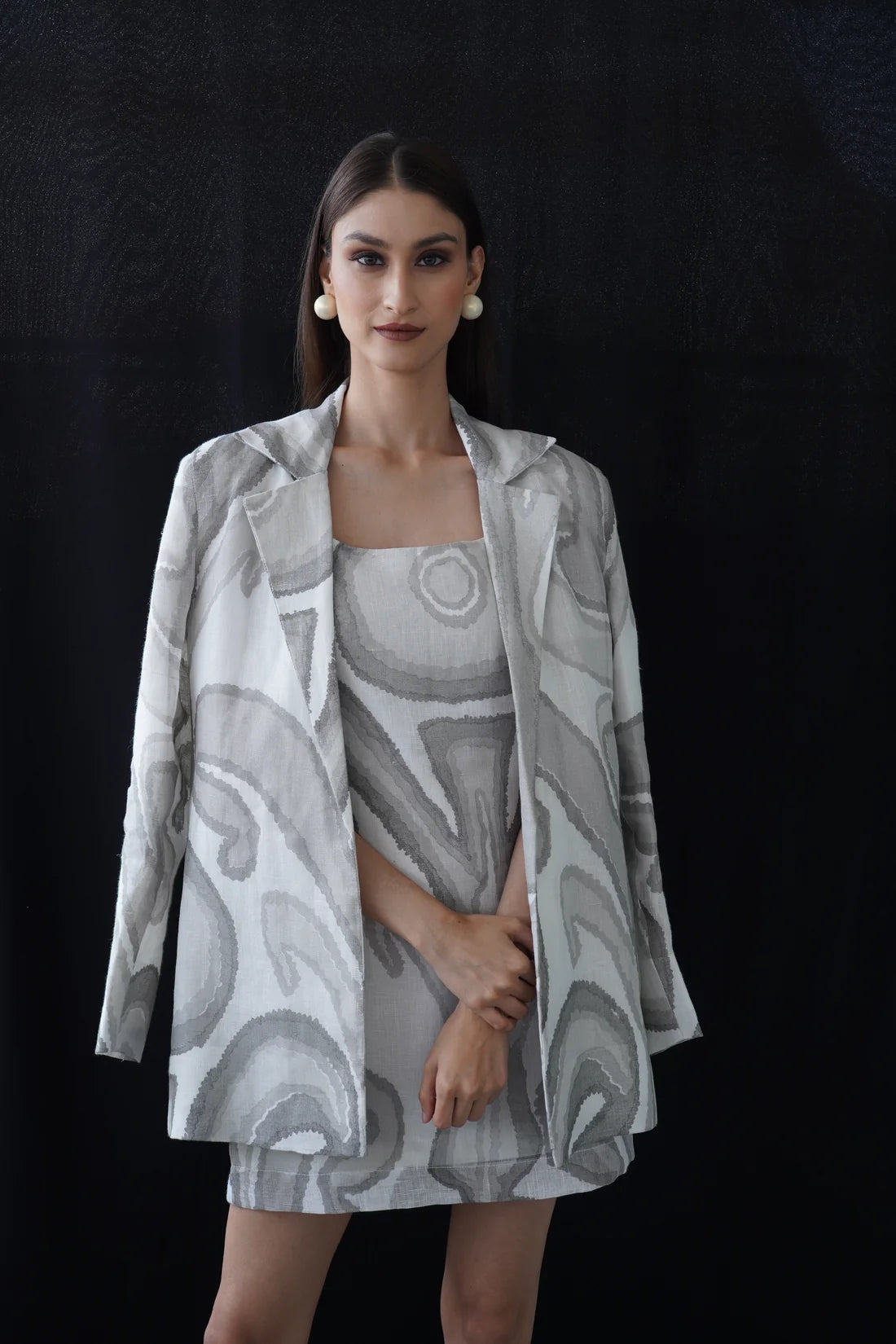 Dove Printed Linen Blazer