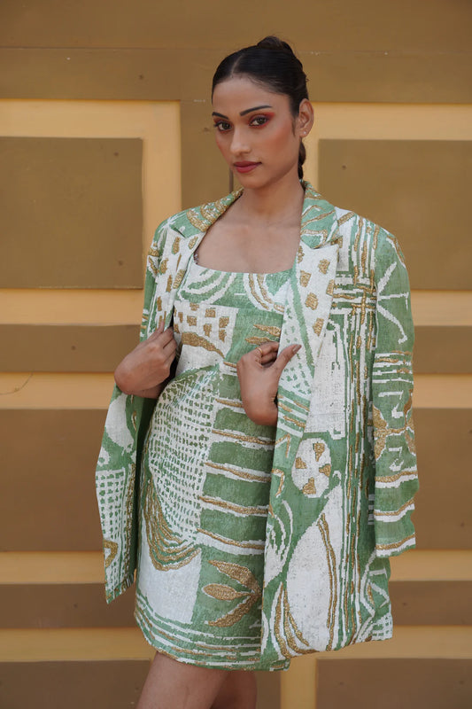 Fern Embroidered Linen Blazer