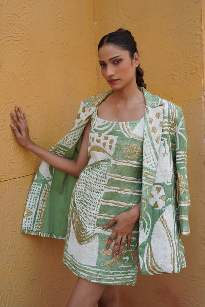 Fern Embroidered Linen Blazer