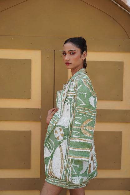 Fern Embroidered Linen Blazer