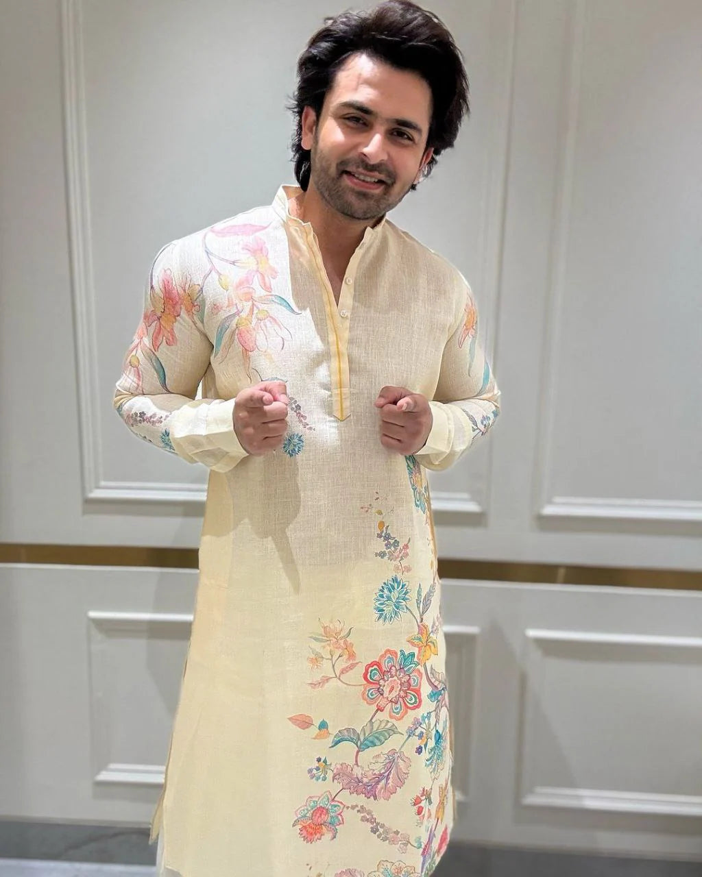 Floral Hand-Printed Kurta with Pajama Set