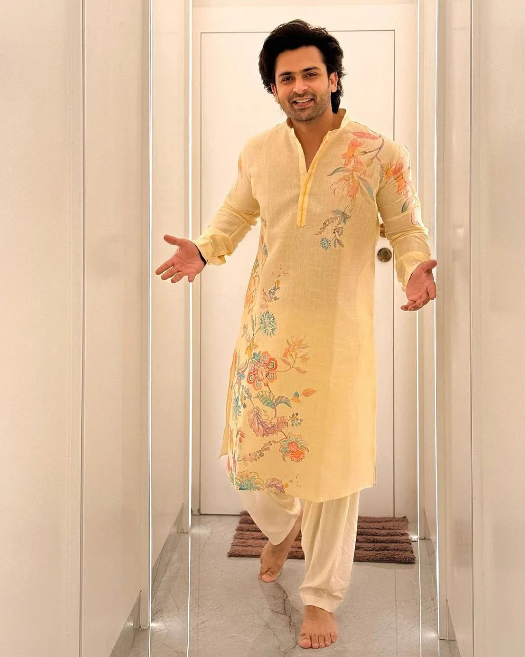 Floral Hand-Printed Kurta with Pajama Set